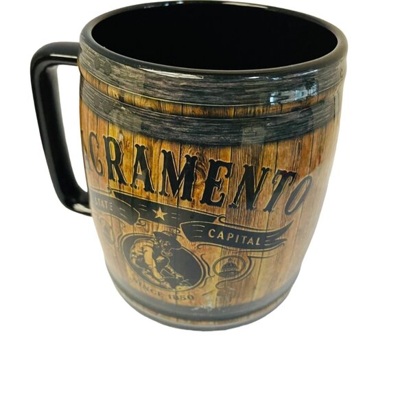 Sacramento State Capital Barrel Mug 14 Oz Wood Print Ceramic - Picture 6 of 7